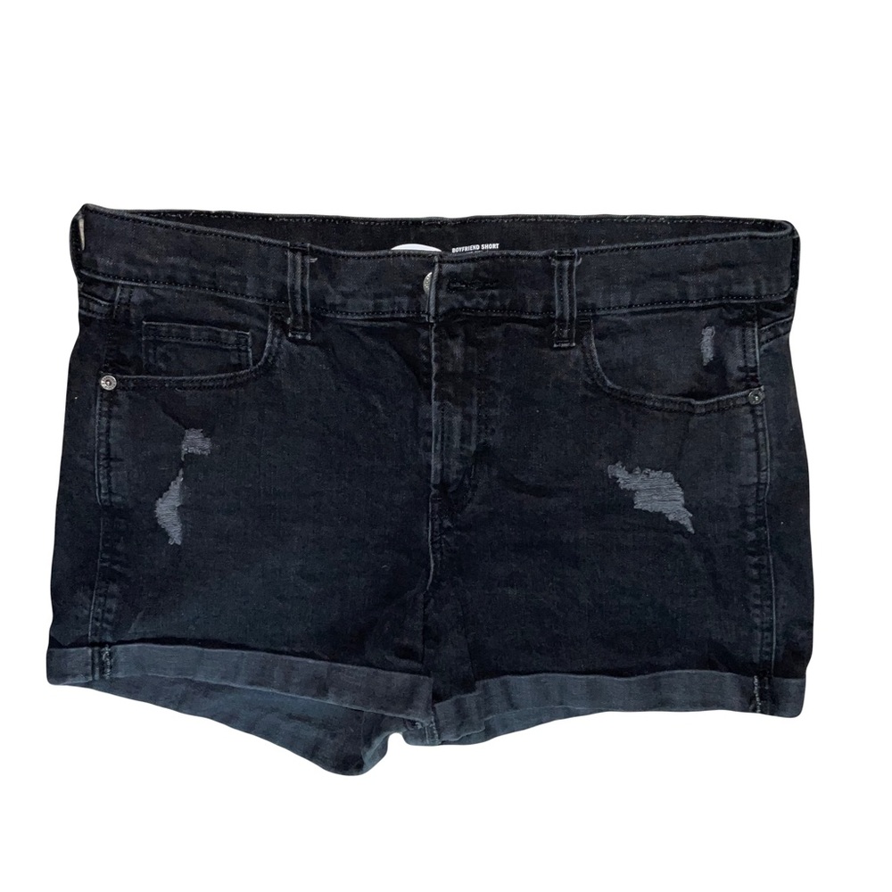 Old Navy Size 10 Black Distressed Denim Shorts